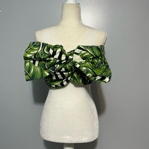 RED  CARTER  SEXY PRINTED PERTH  TIE FRONT  CROPPED  SCUBA  TOP  Sz L  NWT